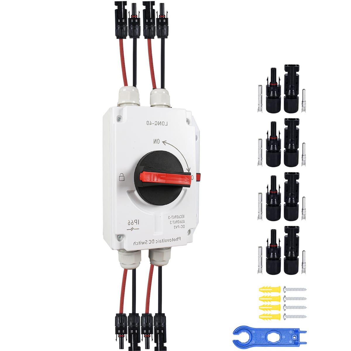 DC Isolator Switch 2 Strings 2x in Out 1200v 32a Pv System MC Solar Photovoltaic for Solar Systems IP66 vattentäta solpaneler
