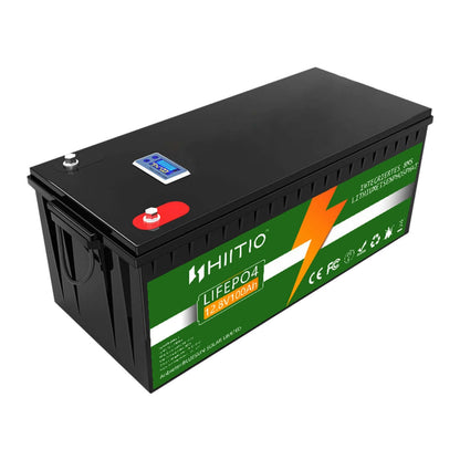 HIITIO LiFePO4-batterier 100Ah 12V litiumbatteri Inbyggt 200A BMS, Max.6000 cykler och 1280W uteffekt 