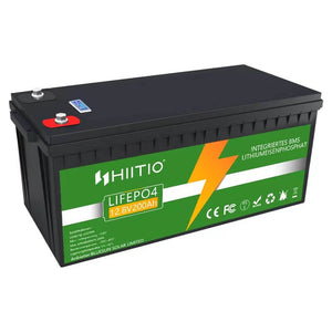 HIITIO LiFePO4 Akkus 200Ah 12V Lithium Batterie Eingebautes 200A BMS, Max.6000 Cycles Zyklen und 2560W Ausgangsleistung