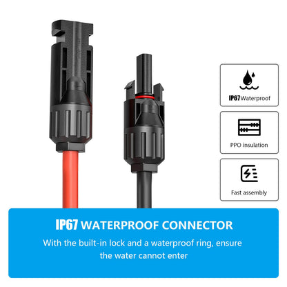 BLUESUN 6mm red and black photovoltaic extension cable in various lengths with IP67 UV protection