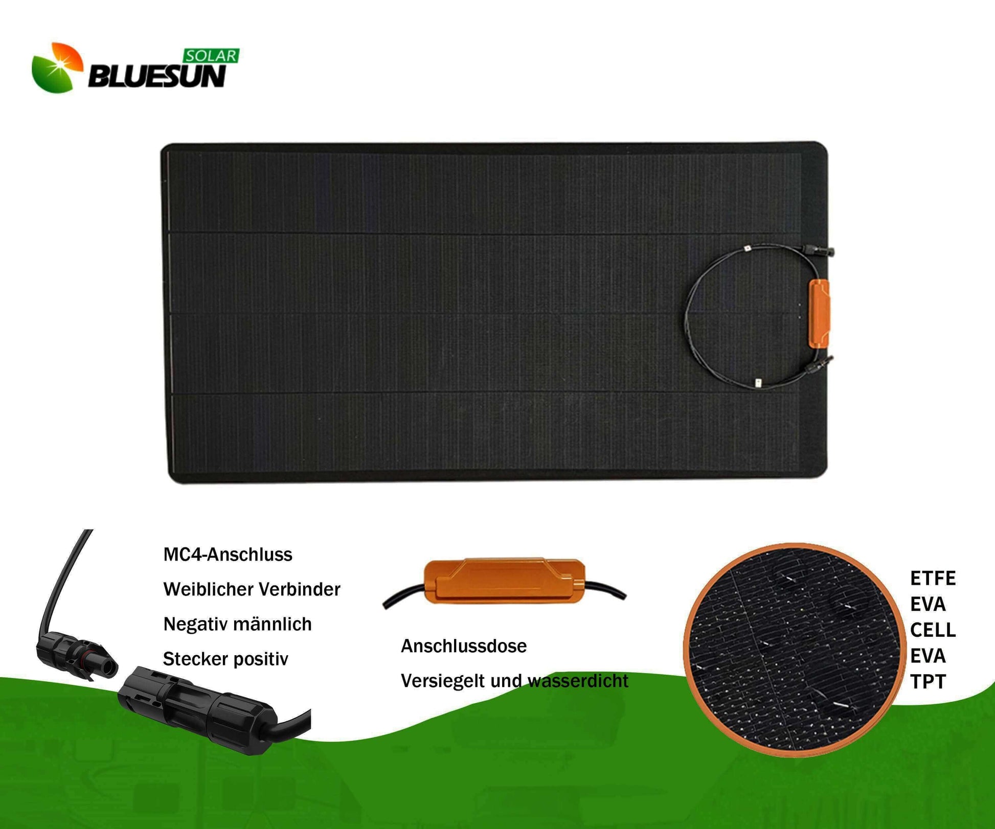 Bluesun Solar Panel 110W Flexibles Solarmodul mit Schindeln Solarplatten - Bluesun Solar DE